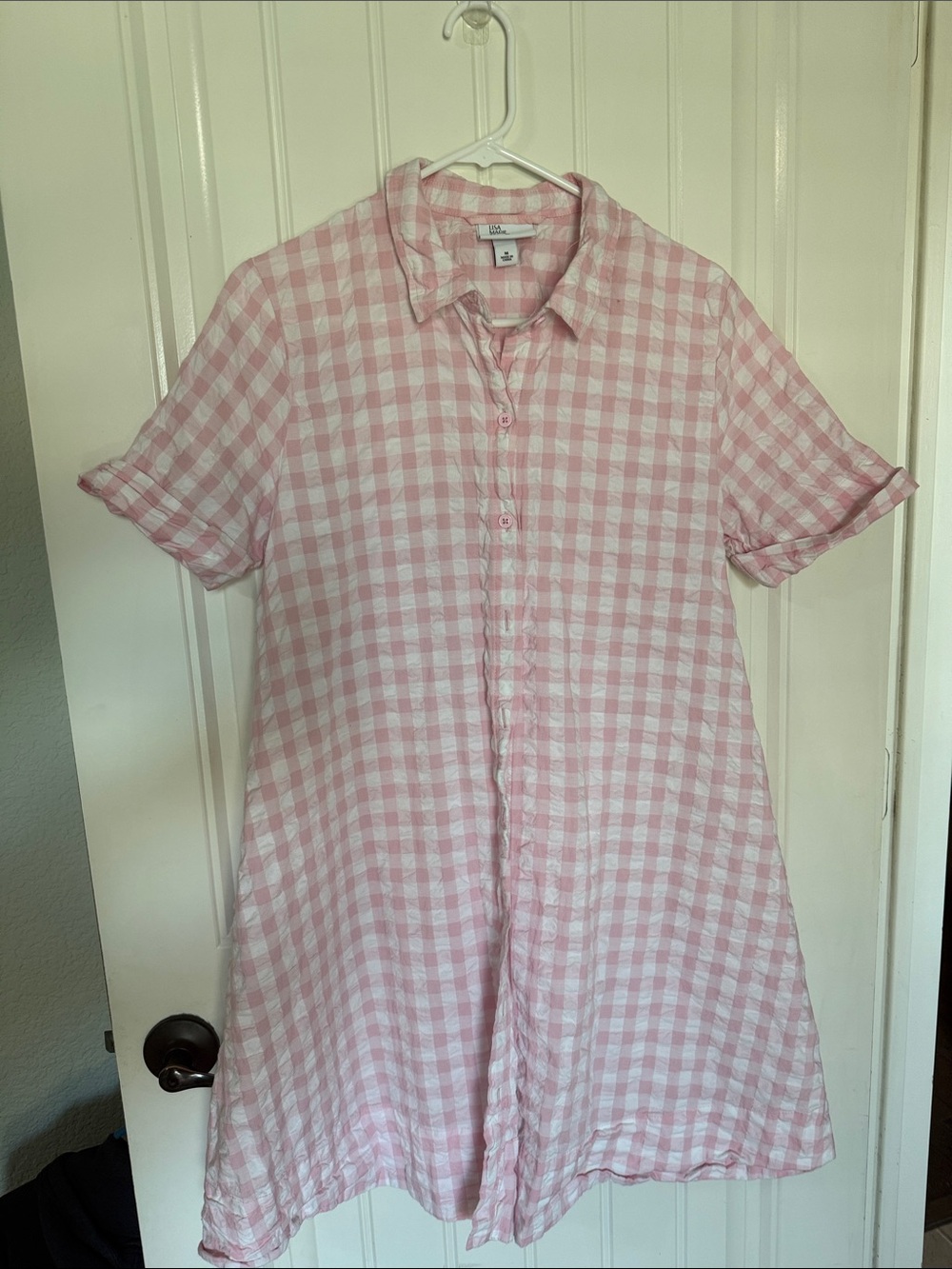 Lisa Marie Fernandez Pink and White Gingham Shirt